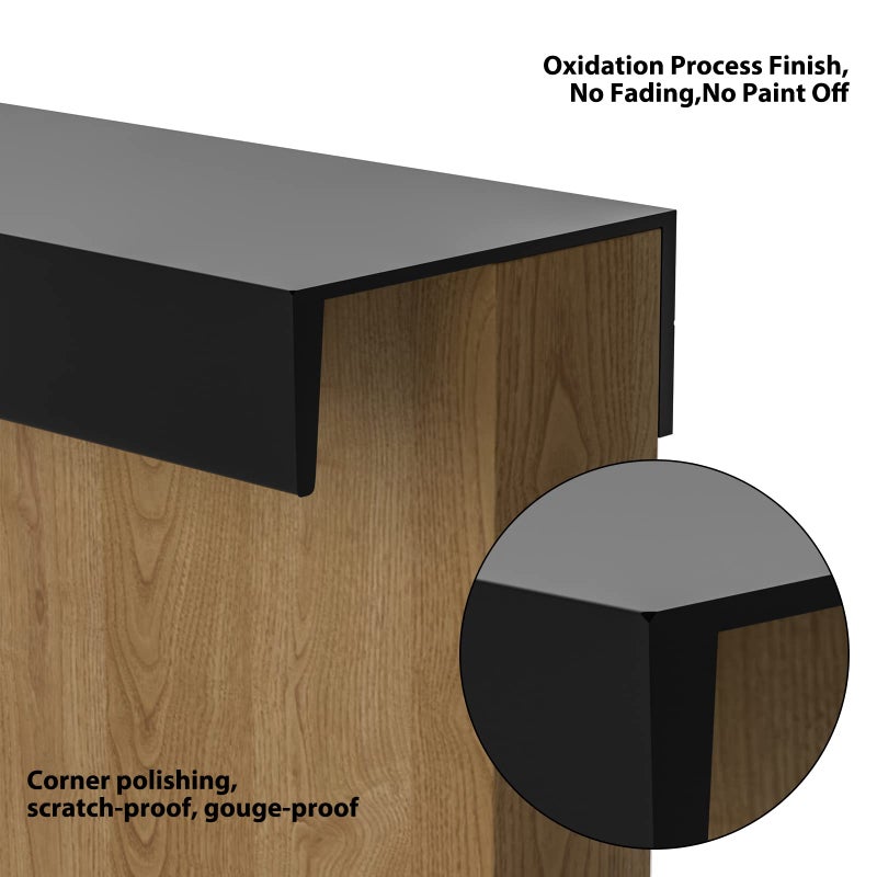 Peaha 10 Pack Matte Black Finger Pulls for Cabinets Edge Drawer Handles for Kitchen 5 Inch Hole Centers - Image 4